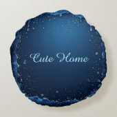 Blue Personalized Name Custom Gift ラウンドクッション (裏面)