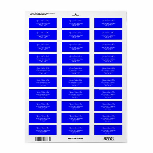 Blue Personalized Return Address Mailing Labels ラベル (フルシート)