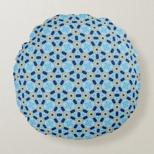 Blue Petal Harmony Round Pouf ラウンドクッション (正面)