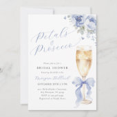 Blue Petals and Prosecco Bridal Shower Invitation 招待状 (正面)
