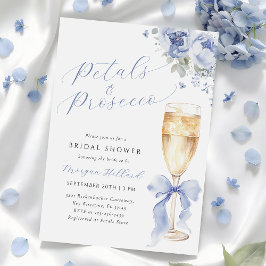 Blue Petals and Prosecco Bridal Shower Invitation 招待状