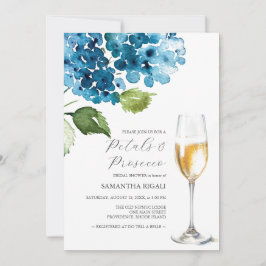 Blue Petals and Prosecco Bridal Shower Invitations