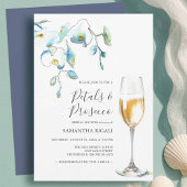 Blue Petals and Prosecco Bridal Shower Invitations
