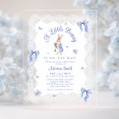 Blue Peter Rabbit Lace Baby Shower アクリル招待状