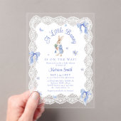 Blue Peter Rabbit Lace Baby Shower アクリル招待状 (インサイチュ (ポータブル))
