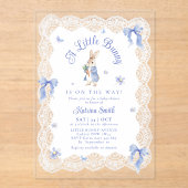 Blue Peter Rabbit Lace Baby Shower アクリル招待状 (正面)