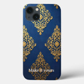 Blue Phoneケースの装飾金ゴールド – 名前の追加 Case-Mate iPhoneケース (裏面)