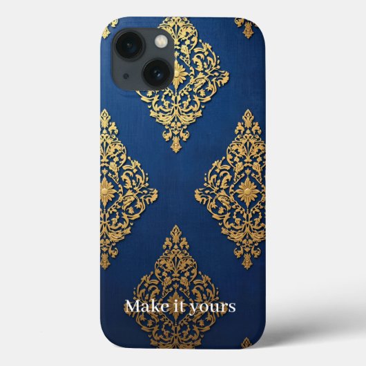 Blue Phoneケースの装飾金ゴールド – 名前の追加 Case-Mate iPhoneケース (裏面)