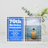 Blue Photo 70th Birthday Partyへの招待 招待状 (スタンド正面)