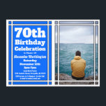 Blue Photo 70th Birthday Partyへの招待 招待状<br><div class="desc">このBlue Photo 70th Birthday Party Invitationでパーティの招待状をゲストに送信する。カスタマイズパーティー詳細と写真とお気に入りの一緒に</div>