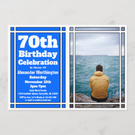 Blue Photo 70th Birthday Partyへの招待 招待状