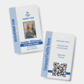 Blue Photo CompanyセキュリティQRコード従業員ID バッジ (Front & Back)