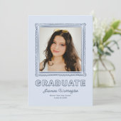 Blue Photo Doodle Graduation Invite Announcement 招待状 (スタンド正面)