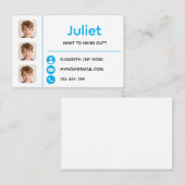 Blue Photo Kids Playdate Card 名刺 (正面/裏面)