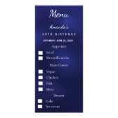 Blue photo meal options fun facts birthday menu ラックカード (正面)