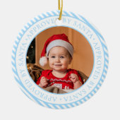 Blue Photo Santa's Nice Listメンバークリスマス セラミックオーナメント (正面)