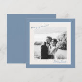 Blue Photo Wedding Save the Date 招待状 (正面/裏面)