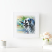 Blue Picardy Spaniel 151024AREF119 - Watercolor スクエア壁時計 (ホーム)