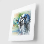 Blue Picardy Spaniel 151024AREF119 - Watercolor スクエア壁時計 (傾斜)