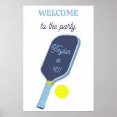 Blue Pickleball Paddle and Ball Party Welcome ポスター (正面)