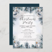 Blue Pine Christmas Party Invitation 招待状 (正面/裏面)