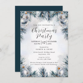 Blue Pine Christmas Party Invitation 招待状