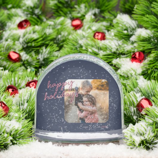 Blue Pink 1-Photo Happy Holidays Script (クリスマス)