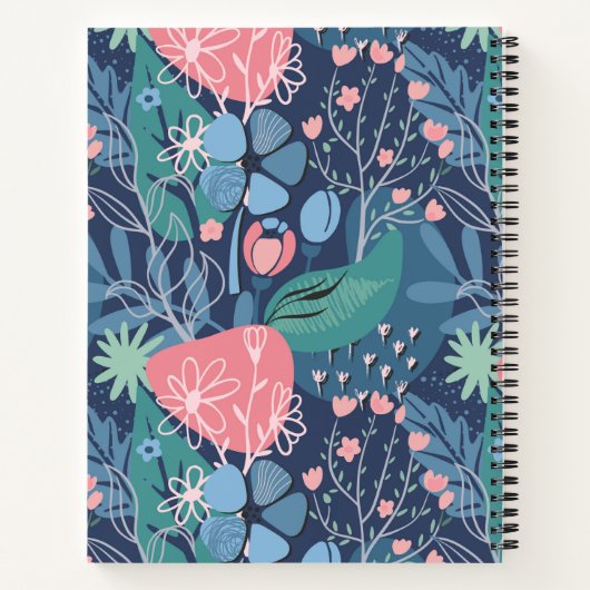 Blue Pink Abstract Floral Personalized Bible Study ノートブック (裏面)