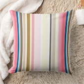 Blue, pink, almond and coffee stripes クッション (ブランケット)