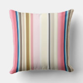 Blue, pink, almond and coffee stripes クッション (裏面)