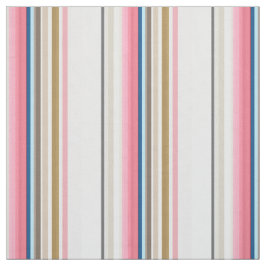 Blue, pink, almond and coffee stripes ファブリック