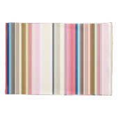 Blue, pink, almond and coffee stripes 枕カバー (裏面)