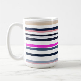 Blue Pink and Sand Stripes コーヒーマグカップ