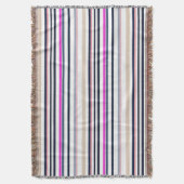 Blue Pink and Sand Stripes スローブランケット (正面縦)