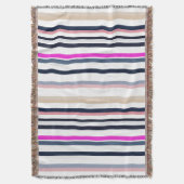 Blue Pink and Sand Stripes スローブランケット (正面縦)