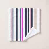 Blue Pink and Sand Stripes バスタオルセット (ウォッシュタオル)