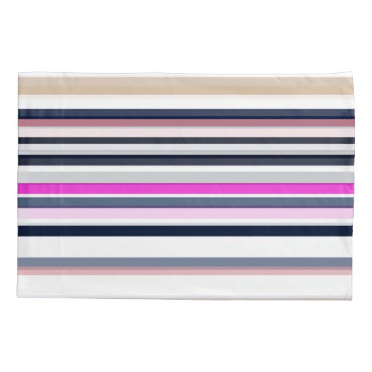 Blue Pink and Sand Stripes 枕カバー (裏面)