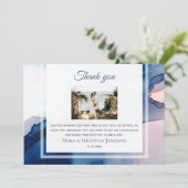 ～ Blue Pink AR17水彩エレガントトレンディー結婚 サンキューカード (スタンド正面)