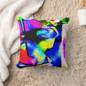 Blue Pink Black Yellow Green Abstract Art Motif クッション (ブランケット)