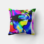 Blue Pink Black Yellow Green Abstract Art Motif クッション (裏面)