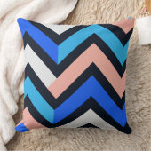 Blue Pink Chevron Geometric Pattern クッション (ブランケット)