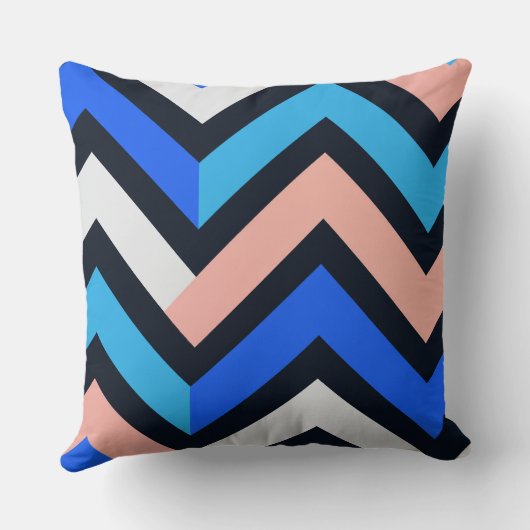 Blue Pink Chevron Geometric Pattern クッション (裏面)