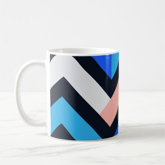 Blue Pink Chevron Geometric Pattern コーヒーマグカップ (左)