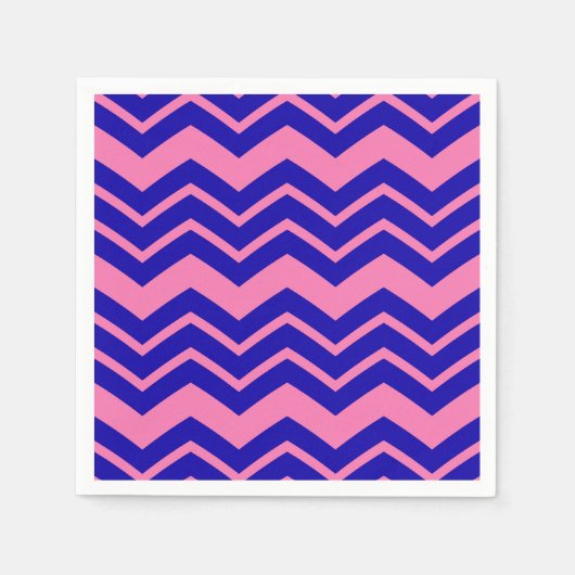 Blue Pink Chevron Zigzag Design  スタンダードカクテルナプキン (正面)