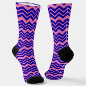 Blue Pink Chevron Zigzag Design  ソックス (傾斜あり)