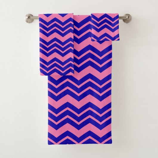 Blue Pink Chevron Zigzag Design  バスタオルセット (インサイチュ)