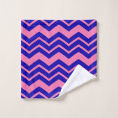 Blue Pink Chevron Zigzag Design  バスタオルセット (ウォッシュタオル)