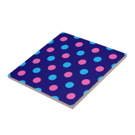 Blue Pink Cyan Polka Dot Pattern タイル (側面)