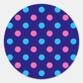 Blue Pink Cyan Polka Dot Pattern ラウンドシール (正面)