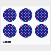 Blue Pink Cyan Polka Dot Pattern ラウンドシール (シート)